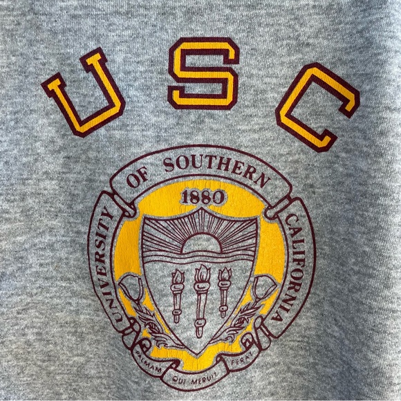 Vintage Belva Sheen 80s USC Crewneck Sweatshirt Men Size L Gray Gear Made In USA - Picture 2 of 6